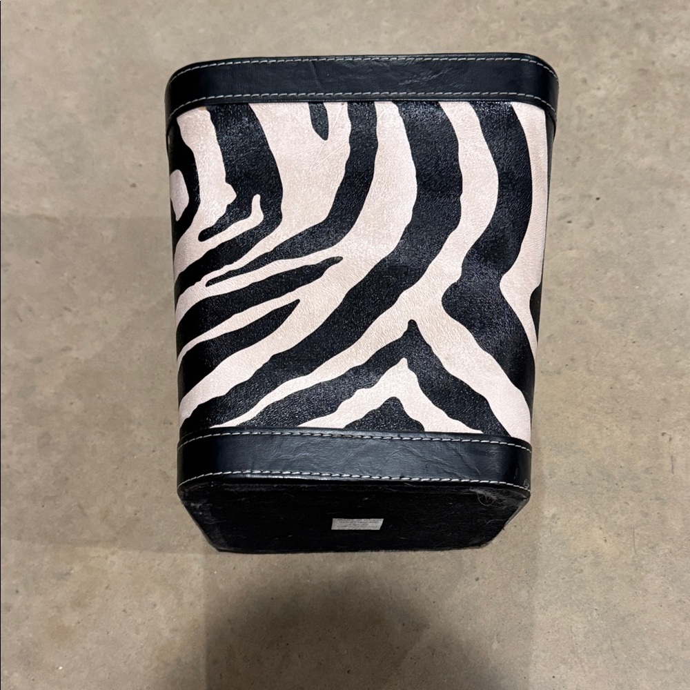 Zebra Print Small Storage Bin - Black and Cream